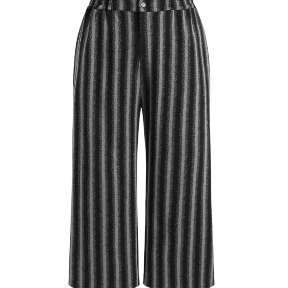 Jacquard middle waist striped straight leg trousers.